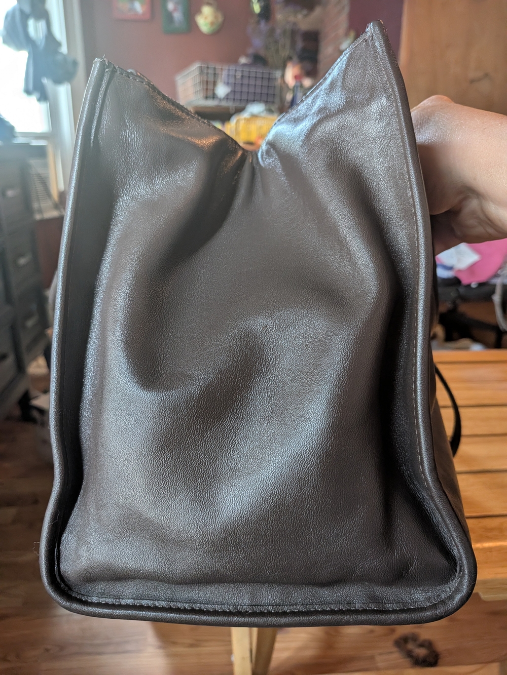Coach Dark Brown Leather Satchel with Top Handles - Picture 7 of 15